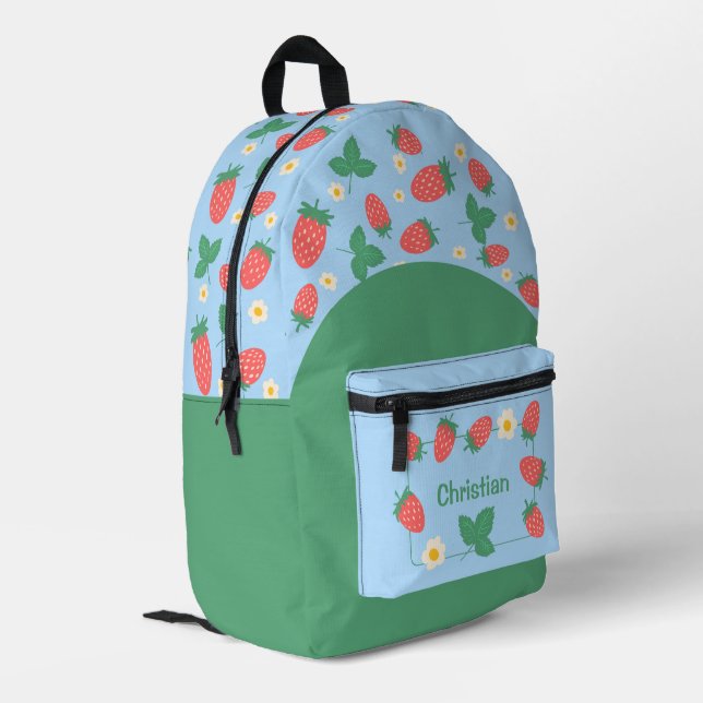 Personalisierbare Mini-Erdbeerblüte Bedruckter Rucksack (Rückseitige Ecke links)