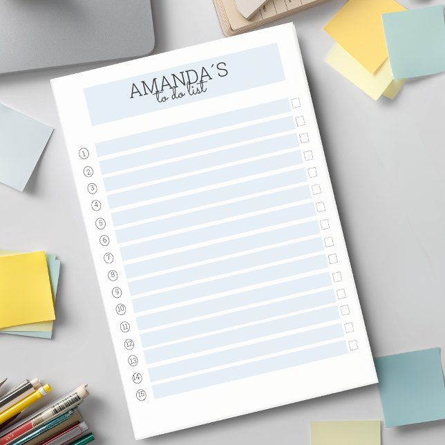 Personalisierbare Modern Blau Weiß Post-it Klebeze Klebezettel (Modern Custom Blue White Post-it Notes)