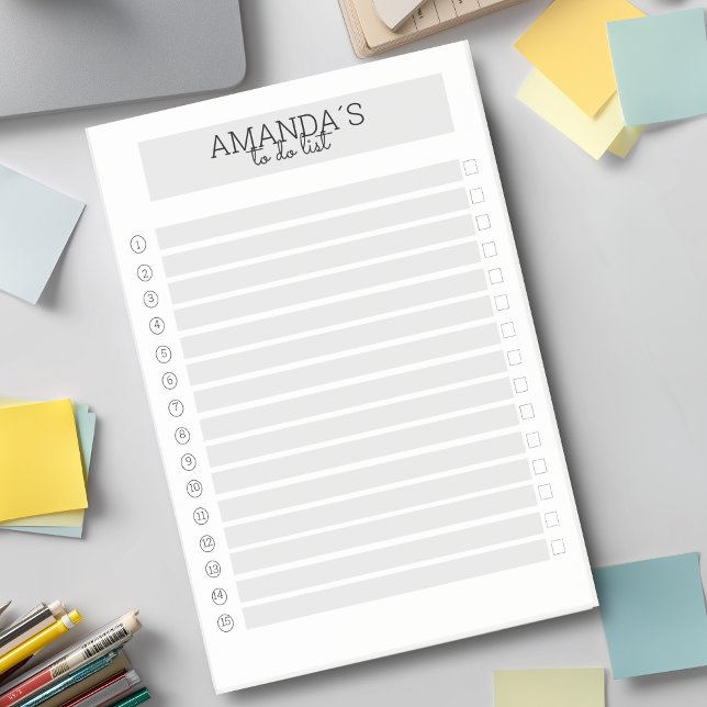 Personalisierbare Modern Grau Weiß Post-it Klebeze Klebezettel (Modern Custom Gray White Post-it Notes)