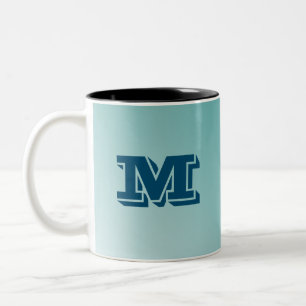 Personalisierbare Monogramm Blauer Farbverlauf Zweifarbige Tasse
