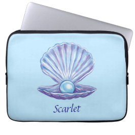Personalisierbare Perle des Ozeans (Blau) Laptopschutzhülle