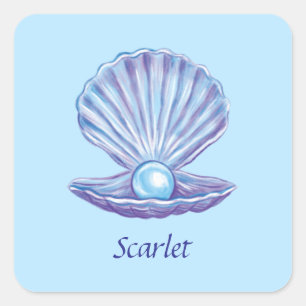 Personalisierbare Perle des Ozeans (Blau) Quadratischer Aufkleber