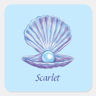 Personalisierbare Perle des Ozeans (Blau) Quadratischer Aufkleber