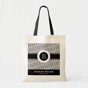 personalisierbare Schwarzweiß-Musik-Monogramm Tragetasche