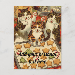 Personalisierbare süße Katzen backen Weihnachten Postkarte