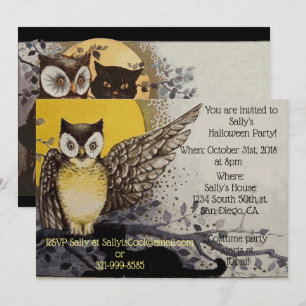 Personalisierbare Vintage-Eulen-Halloween-Party Einladung