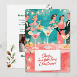 Personalisierbare vintage Flach-Weihnachtskarte  Feiertagskarte