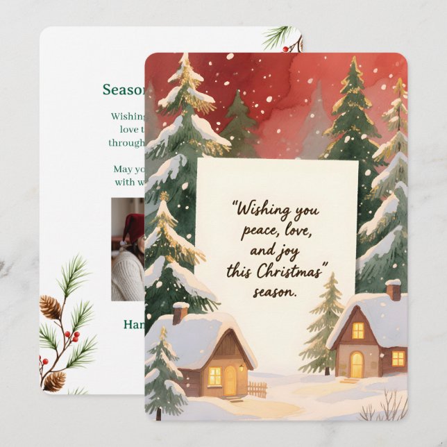 Personalisierbare Vintage-Flach-Weihnachtskarte  Feiertagskarte (Vorne/Hinten)