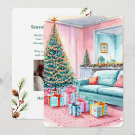 Personalisierbare Vintage-Flach-Weihnachtskarte  Feiertagskarte