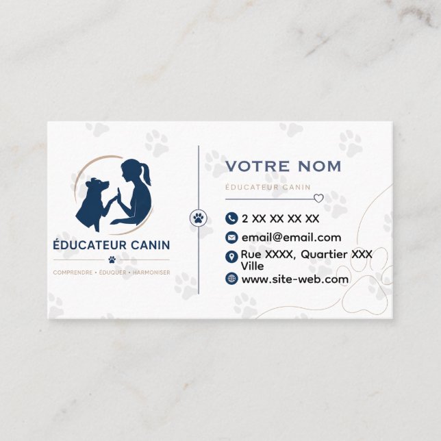 Personalisierbare Visitenkarte Hundetrainer (Vorderseite)