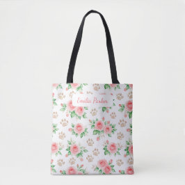 Personalisierbare Wasserfarben-Rose und Pfotenabdr