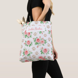 Personalisierbare Wasserfarben-Rose und Pfotenabdr