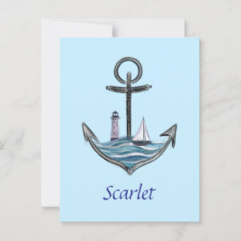 Personalisierbarer Anker- und Leuchtturm (Version  Postkarte