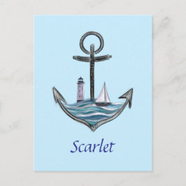 Personalisierbarer Anker- und Leuchtturm (Version  Postkarte