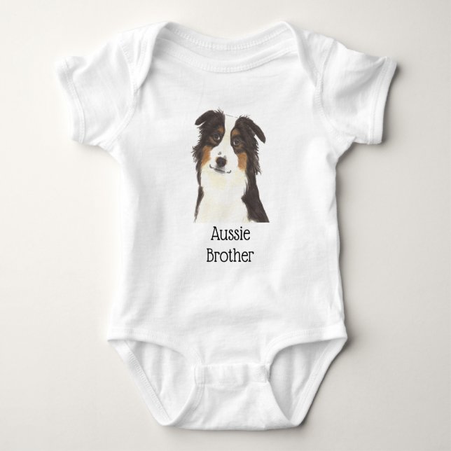 Personalisierbarer Australischer Schäferhund Baby Strampler (Vorderseite)