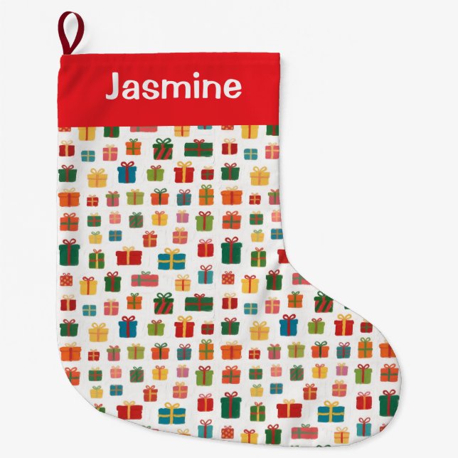 Personalisierbarer Einfacher Farbiger Weihnachtsge Großer Weihnachtsstrumpf (Vorderseite)