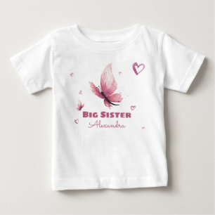 Personalisierbarer großer Schwesterschmetterling Baby T-shirt