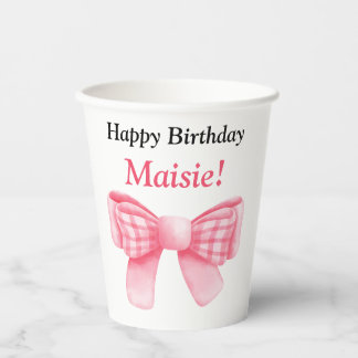 Personalisierbarer Happy Birthday Schleifen-Papier Pappbecher
