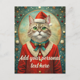 Personalisierbarer Text cat santa claus Weihnachte Postkarte