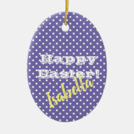 Personalisierbarer Vintager Lila Punkt HappyOaster Keramik Ornament