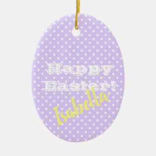 Personalisierbarer Vintager Lila Punkt HappyOaster Keramik Ornament