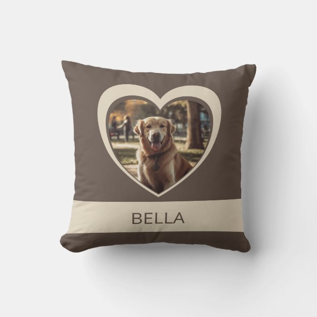 Personalisierbares Foto und Name Herzstreifen Stre Kissen (Vorderseite)