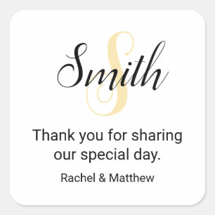 Personalisierbares goldenes Monogramm Willkommen  Quadratischer Aufkleber