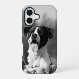 Personalisierbares Hund-Foto Schwarz-Weiß iPhone 16 Hülle