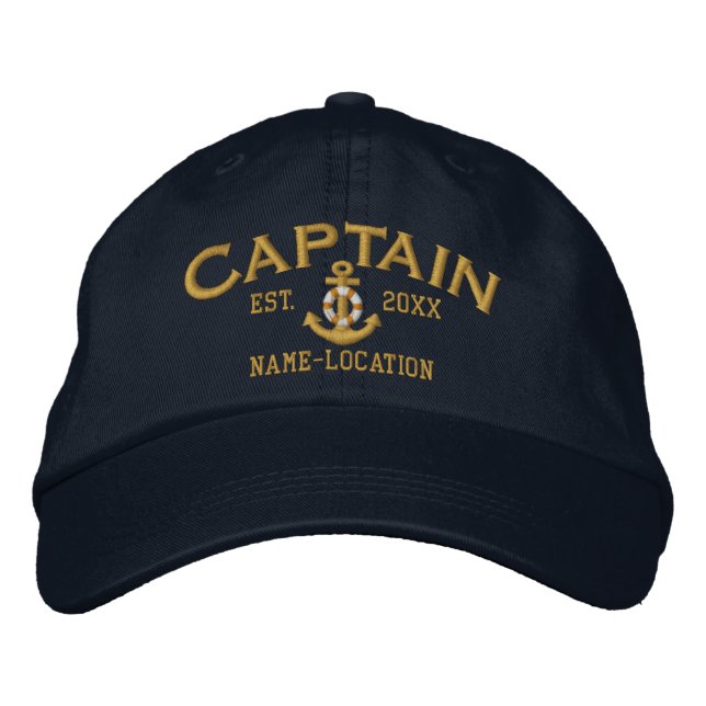 Personalisierbares Jahr+Name Captain Lifesaver Anc Bestickte Baseballkappe (Vorderseite)