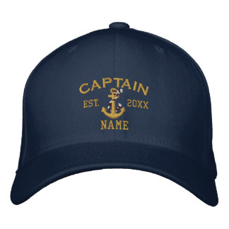Personalisierbares Jahr und Name Captain Rope Anch Bestickte Baseballkappe