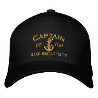 Personalisierbares Jahr und Name Captain Rope Anch Bestickte Kappe