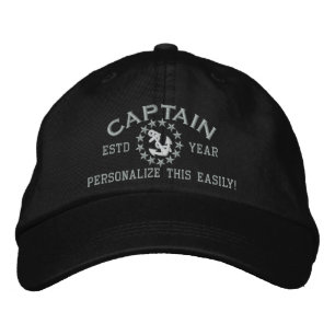 Personalisierbares JAHR und Name Captain Yacht Fla Bestickte Baseballkappe