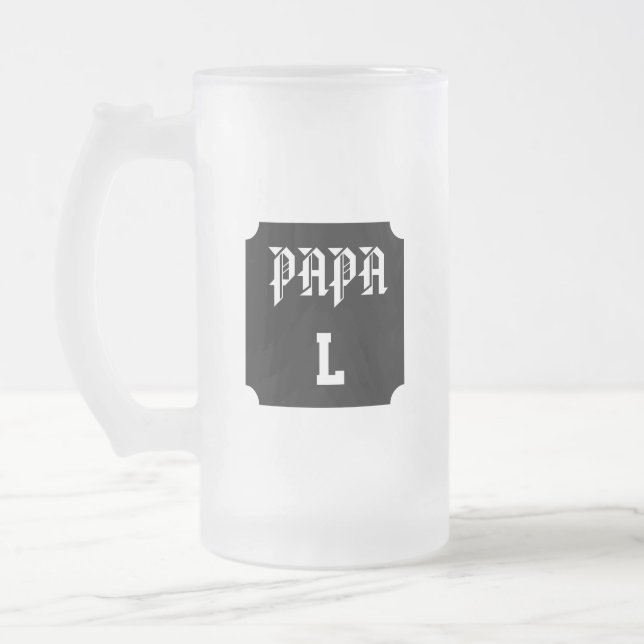 Personalisierbares Papa-Monogramm Mattglas Bierglas (Links)