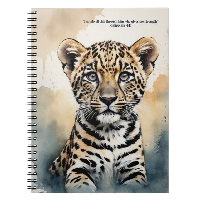 PERSONALISIERE Bibelvers Leopard Gebetsnotizbuch Notizblock (Vorderseite)