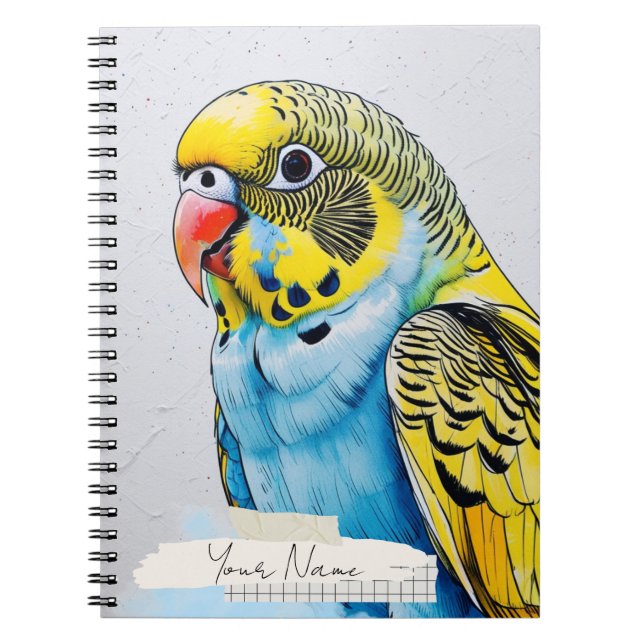 PERSONALISIERE Blaue Sittich-Vogel-Collage-Notizbu Notizblock (Vorderseite)