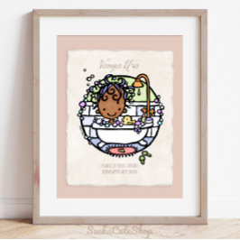 Personalisiere! Dark Skin Girl Bubble Bath Art Poster