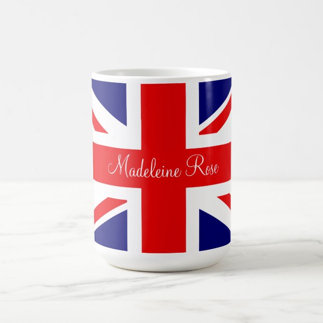 Personalisiere den Namen der britischen Flagge Kaffeetasse (Mittel)
