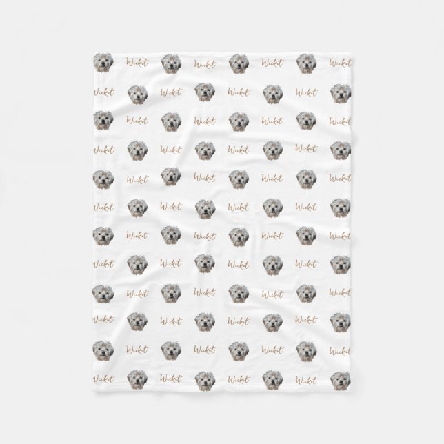 Personalisiere es! FOTO und Name des WHITE Pets Fleecedecke (Vorderseite)