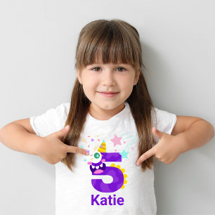 Personalisiere es! Girls Monster Eyes #5 Geburtsta Kleinkind T-shirt