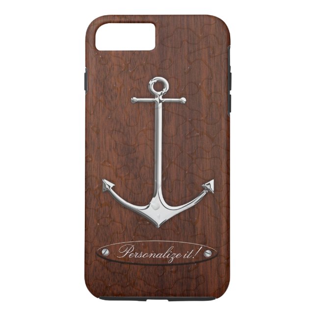 Personalisiere es! Nautical Mahogany Anchor Steel Case-Mate iPhone Hülle (Rückseite)