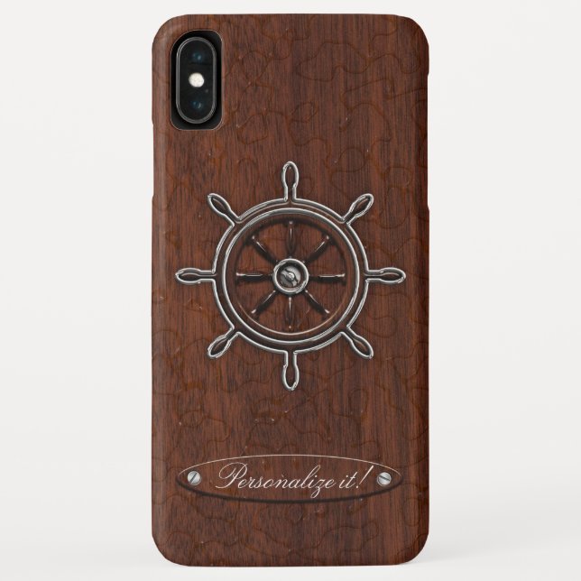 Personalisiere es! Nautical Mahogany Wheel Case-Mate iPhone Hülle (Rückseite)