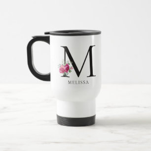 Personalisiere es! Sweet Peonies Initial-Tasse Reisebecher