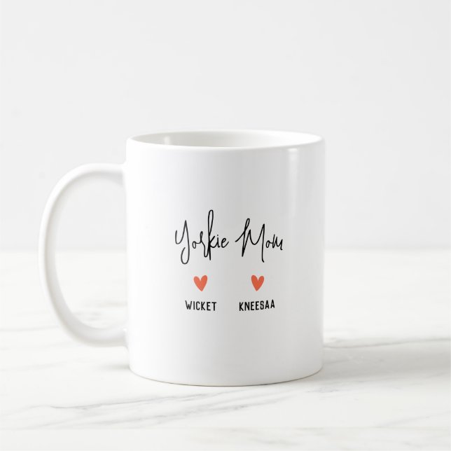 Personalisiere es! Yorkie Mama 2 Herzname Kaffeetasse (Links)