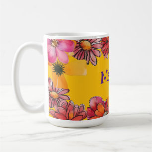 Personalisiere. Fröhlicher 70er Blume Power Kaffeetasse
