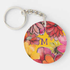 Personalisiere. Fröhlicher 70er Blume Power Schlüsselanhänger