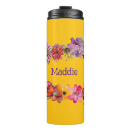 Personalisiere. Fröhlicher 70er Blume Power Thermosbecher