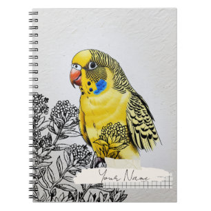 PERSONALISIERE Gelbe Sittich-Vogel-Collage-Notizbu Notizblock