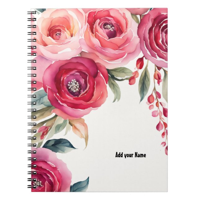 PERSONALISIERE Gemalte Rosen Notizbuch Notizblock (Vorderseite)