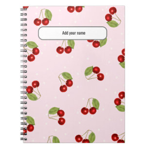 PERSONALISIERE Kirsch Frucht Muster Notizbuch Notizblock