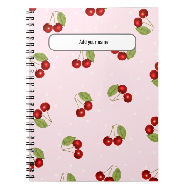 PERSONALISIERE Kirsch Frucht Muster Notizbuch Notizblock (Vorderseite)